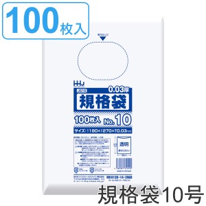 ゴミ袋 規格袋 10号 食品検査適合 厚さ0.03mm 100枚入り 透明 （ ポリ袋 100枚 クリア 27×18cm 食品 キッチン 台所 調理 ごみ袋 透明ポ