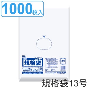 ゴミ袋 規格袋 13号 食品検査適合 厚さ0.03mm 100枚入り 10袋セット 透明 （ ポリ袋 100枚 クリア 10袋 38×26cm 食品 キッチン 台所 調