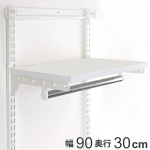 壁面収納 棚 パイプ付き ＴＰセット 幅90cm 奥行30cm フィットラック （ 棚板 ハンガーラック DIY 収納 吊り下げ収納 クローゼット ホワ