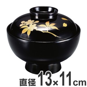 吸い物椀 木製 4.2寸 桜 黒漆塗 漆塗 汁椀 吸い物 本漆塗 磨蒔絵 和食器 業務用 （ 送料無料 汁椀 味噌汁 磨き蒔絵 椀 吸物椀 蓋向 蓋付