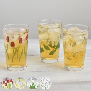 グラス 275ml Fleur ガラス （ ガラスコップ ガラスタンブラー カップ コップ ガラス製 食器 ガラス食器 麦茶 ジュース お酒 花柄 かわい