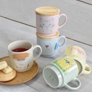 マグカップ 300ml Standing Pals 食器 陶磁器 （ 食洗機対応 電子レンジ対応 カップ マグ 蓋付き フタ 動物 猫 サバトラ コーヒー 紅茶 