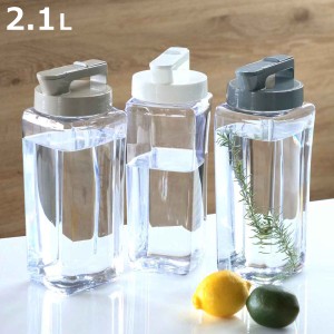 ピッチャー 冷水筒 2.1L 耐熱 横置き プラスチック K-1280 ( ワンプッシュ 洗いやすい 麦茶ポット 日本製 ドアポケット 防汚加工 ジャグ