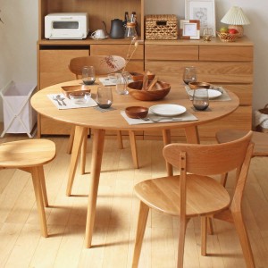 ダイニングテーブル 幅120cm 円形 リバー 木製 天然木 （ オーク材 食卓テーブル 4人掛け 4人用 食卓机 食卓 ダイニング 丸テーブル テー