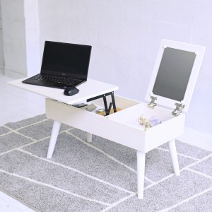 リビングテーブル ドレッサー付き リフトアップ可能 （ 昇降式 リフティング テーブル リビング ローテーブル センターテーブル 幅80cm 