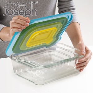 Joseph Joseph 保存容器 ネスト ガラスストレージ 4ピースセット （ ジョセフジョセフ ガラス 密閉 電子レンジ対応 食洗機対応 オーブン