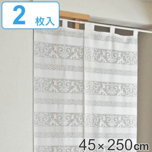 のれん 45×250cm 2枚入 幅と丈を調整できるのれん 暖簾 （ 目隠し 仕切り フリーカット ロング 日本製 国産 レース シンプル 玄関 居間 