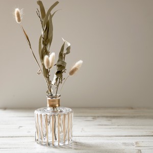 花瓶 ガラスベース 直径10×高さ12.5cm （ フラワーベース 花びん 花器 一輪挿し ガラス ポット 硝子 ゴールド 花入れ 生花 ドライフラワ