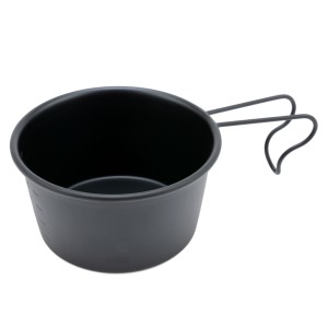 シェラカップ 深型 300ml ブラック プリグレース （ 計量 食器 クッカー カップ コップ 直火対応 目盛り付き スープカップ 食洗機対応 シ