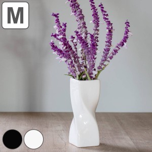 花瓶 モノトーンフラワーベース 陶器 幅6.5×奥行6.5×高さ20cm （ フラワーベース 花びん 花器 ベース ロング 角型 ひねり 花 花入れ 生