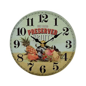 置き時計 テーブルクロック ミックスフルーツ アメリカン アナログ インテリア 時計 （ 置時計 とけい クロック 雑貨 エイジング加工 レ