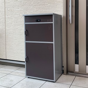 郵便ポスト 宅配ボックス 一戸建て用 3段 ブラウン ミドル リシム （ 宅配BOX 戸建 屋外 ポスト 荷物受け メール便 宅配便 スタンドポス