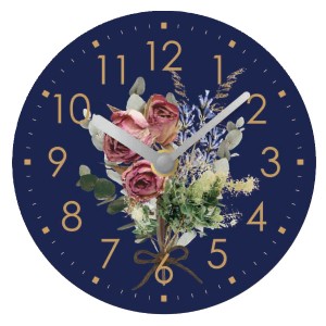 置き時計 エクラク デスククロック フルール インテリア アナログ ネイビー （ 置時計 とけい テーブルクロック クロック 雑貨 花 花柄 