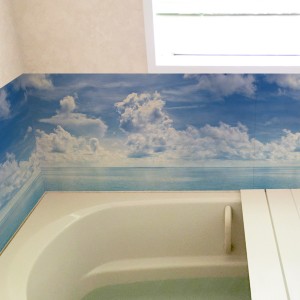壁紙 幅44cm×長さ2m お風呂に貼れる フロデコ はがせる リメイクシート オーシャン （ 浴室 壁紙シール ウォールステッカー シール壁紙 