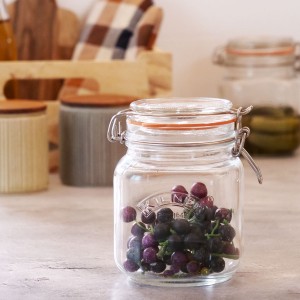 保存容器 KILNER SQUARE CLIPTOP JAR 1L （ キルナー クリップトップジャー 1000ml 保存瓶 ガラス 密閉 食洗機対応 保存 瓶 パッキン付き