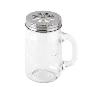 保存容器 KILNER HANDELD JAR with FLOWER RID （ キルナー ジャー ハンドル付き マグ グラス コップ 400ml ガラス瓶 ビン ドリンク スム