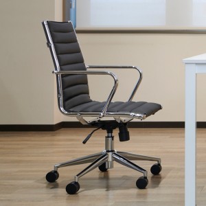 オフィスチェア ロー 座面高42.5〜50cm レザー調 高さ調整 会議 役員 椅子 ロッキング キャスター チェア （ パソコンチェア キャスター