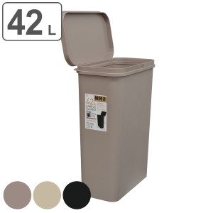 ゴミ箱 42L 横開き SIMPLE DUST BOX （ ごみ箱 42リットル ふた付き スリム キッチン 分別 シンプル おしゃれ 大容量 袋止め付き くすみ