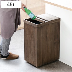 ゴミ箱 45L 木製 スライドダストボックス 天然木 ふた付き （ ごみ箱 45リットル インテリア ナチュラル 袋が見えない 棚下設置 大容量 