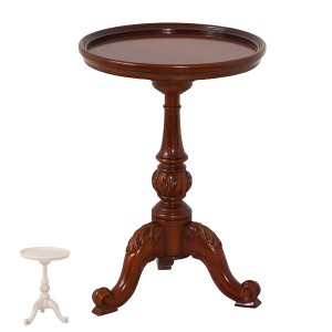 テーブル 高さ60cm ラウンドテーブル 天然木 マホガニー アンティーク調 カフェテーブル 猫脚 （ 机 ミニテーブル 木製テーブル 丸テーブ
