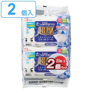 ウェットシート 激落ちくん 水の激落ちシート 超厚ウェット 20枚 ２個入 （ レック 水の激落ちくん ウェット シート 厚手 20枚x2 除菌 消