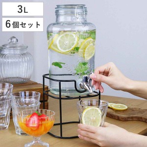 ドリンクサーバー3L スタンド付 ガラス 蛇口付き 6個セット （ 梅酒 果実酒 ウォーターサーバー ガラス瓶 ガラス製 瓶 ドリンクディスペ