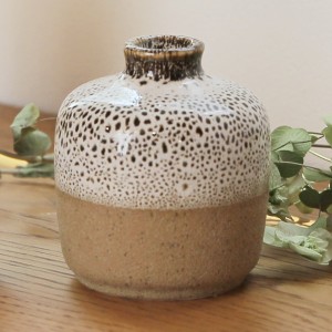 花瓶 陶器 ブロンベイス 直径6.5×高さ7.5cm （ 一輪挿し フラワーベース インテリア オブジェ 花器 花びん ポット 鉢 植木鉢 フラワーポ