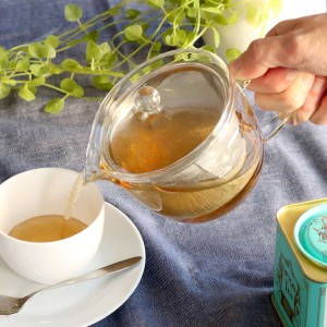 ティーポット 450ml ワイド 茶こし付き 耐熱ガラス お茶ポット （ 電子レンジ対応 紅茶ポット ストレーナー 茶こし ティーサーバー 紅茶 