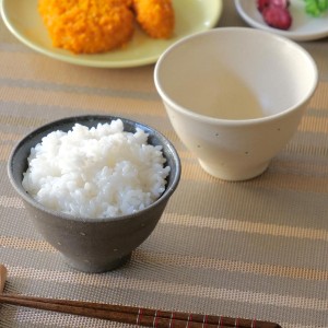 飯碗 11.5cm ドット 炭化 粉引 陶器 信楽焼 （ 食洗機対応 電子レンジ対応 お茶碗 ご飯茶碗 茶わん ライスボウル ドット柄 ご飯 サラダ 