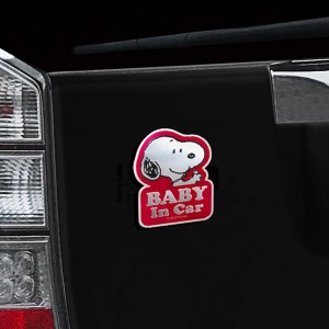 セーフティサイン アルミマグネットセーフティサイン スヌーピー 車 （ カーステッカー カー用品 ベビーインカー baby in car あおり 運