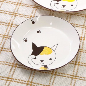 プレート 16cm 小 Helloあにまる ねこ 皿 食器 日本製 （ 電子レンジ対応 子供 食洗機対応 中皿 子供用食器 取り皿 猫 ネコ 猫柄 三毛猫 