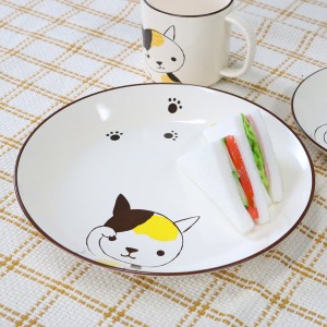 プレート 23cm 大 Helloあにまる ねこ 皿 食器 日本製 （ 電子レンジ対応 皿 食洗機対応 中皿 取り皿 猫 ネコ 猫柄 三毛猫 取皿 うつわ 