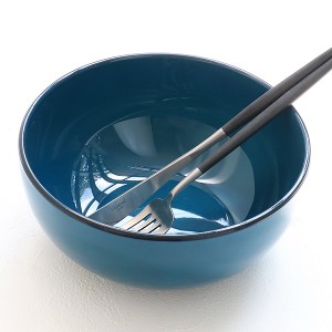 どんぶり 19cm 藍彩 プラスチック 麺鉢 皿 食器 山中塗り 日本製 （ 食洗機対応 電子レンジ対応 大鉢 煮物鉢 ボウル ラーメン鉢 丼 割れ