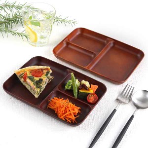 ランチプレート 21cm SEE プラスチック （ 食洗機対応 電子レンジ対応 仕切り皿 木製風 木目調 軽い 割れにくい 仕切りプレート 3つ仕切