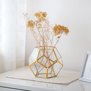 花瓶 フレームベース ペンタゴン （ 花びん 花器 フラワーベース ガラス 硝子 アイアン アイアンフレーム フラワースタンド 花ビン 透明 