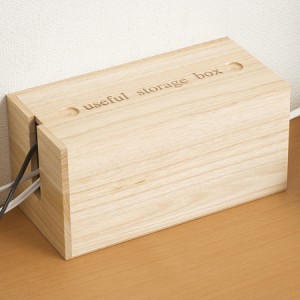 桐製 タップボックス ミニ ナチュラル色 ケーブル 収納 箱 日本製 木製 （ 桐ケーブルボックス ナチュラル色タップボックス 電源 コード