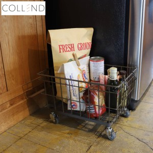 キッチンバスケット ワイヤーバスケットロリー 15L COLLEND （ キャスター付き 小物収納 収納 カゴ 角型 ワイヤー バスケット 収納バスケ