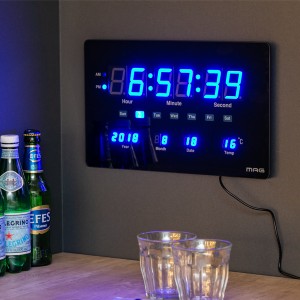 置掛両用 大型 薄型 LED 置き時計 掛け時計 置掛両用時計 デジブルー （ デジタル 時計 置時計 インテリア 雑貨 スタンド付き とけい テ