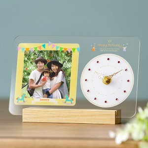 フォトフレーム 時計 出産祝い 1月 誕生石 ガーネット プレゼント アナログ おしゃれ 置き時計 オシャレ（ 写真立て フォトスタンド 写真