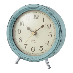 置き時計 エアリアルレトロミニGR 時計 インテリア アナログ グリーン 置き時計 オシャレ（ 置時計 とけい テーブルクロック レトロ 連続
