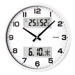 掛時計 MAGデジアナ ダブルポスト （ 時計 壁掛け時計 掛け時計 壁掛け かけ時計 とけい クロック 温湿度計 多機能 温度 湿度計 快適 乾