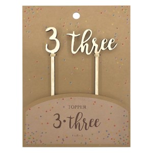 トッパー 3 three ケーキトッパー 3歳 数字 木 誕生日 （ ケーキ デコレーション バースデー 木製 記念日 フォトプロップス 撮影 写真 小
