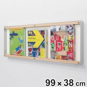 コレクションケース 98.8×37.8cm 壁掛け アクリルカバー パンフレット 雑誌 収納 L411 （ ディスプレイラック 壁 石膏ボード ベニヤ壁 