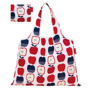 エコバッグ 2way Shopping Bag 赤青りんご デザイナーズ （ ショッピングバッグ 買い物バッグ マイバッグ エコバック 折りたたみ コンパ