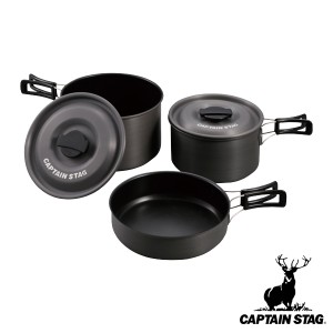 アウトドア 調理器具 アルミクッカー Mセット 3〜4人用 キャプテンスタッグ CAPTAIN STAG （ 鍋 フライパン 軽量 アルミ製 料理 調理 ク