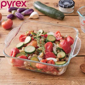 グラタン皿 大皿 22cm Pyrex パイレックス スクエア 耐熱ガラス オーブンウェア （ 食洗機対応 電子レンジ対応 オーブン対応 ディッシュ 