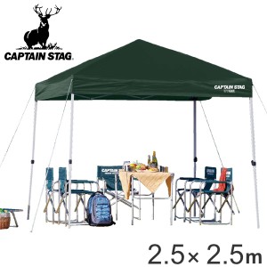 クイックシェード UVカット 防水 キャリーバッグ付 2.5m×2.5m グリーン （ キャプテンスタッグ テント ワンタッチタープ CAPTAIN STAG 