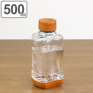 水筒 直飲み プラスチック ブロックスタイル アクアボトル 500ml ウッド調  水筒 500ml（ 目盛り付き プラスチックボトル ボトル クリア