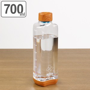 水筒 直飲み プラスチック ブロックスタイル アクアボトル 700ml ウッド調 （ 目盛り付き プラスチックボトル ボトル クリアボトル ダイ