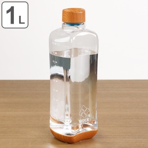 水筒 直飲み プラスチック ブロックスタイル アクアボトル 1L ウッド調 （ 目盛り付き プラスチックボトル ボトル クリアボトル ダイレク